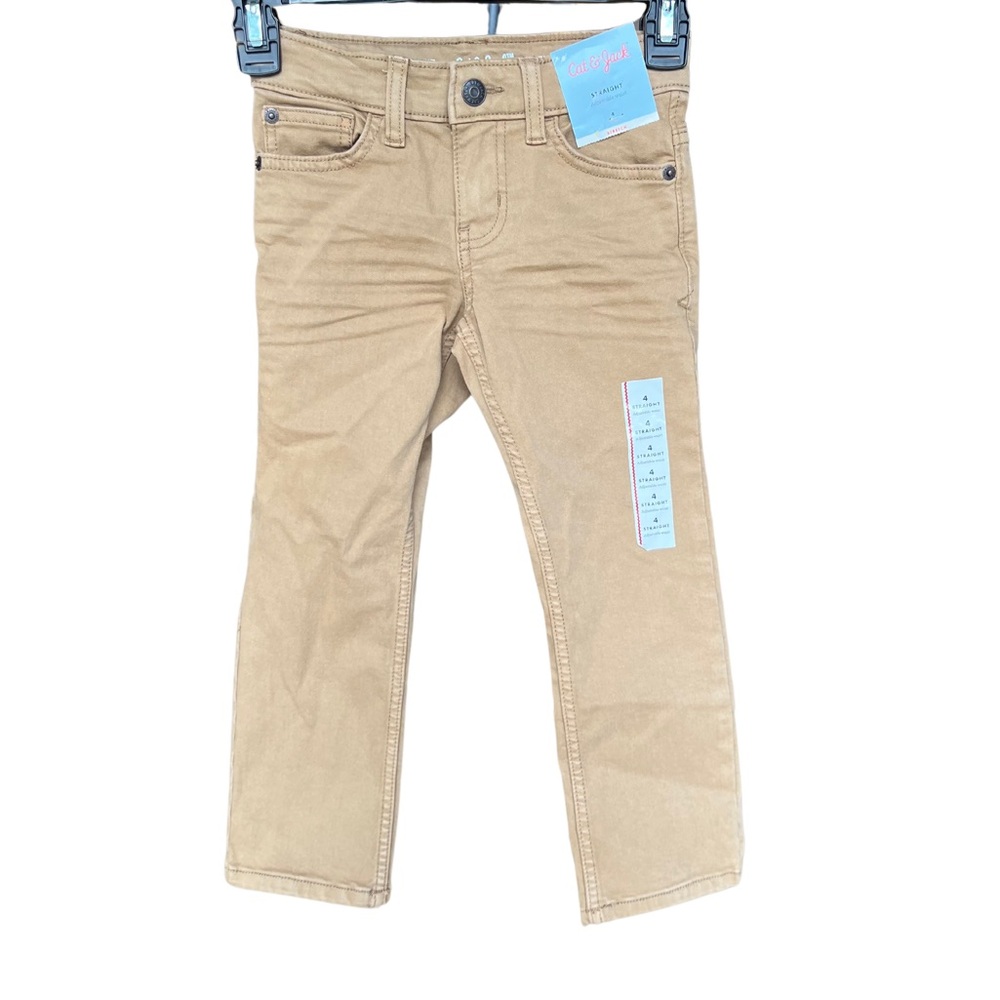 Cat and Jack Boys Sz 4 Straight Fit Adjustable Waist Jeans Brown